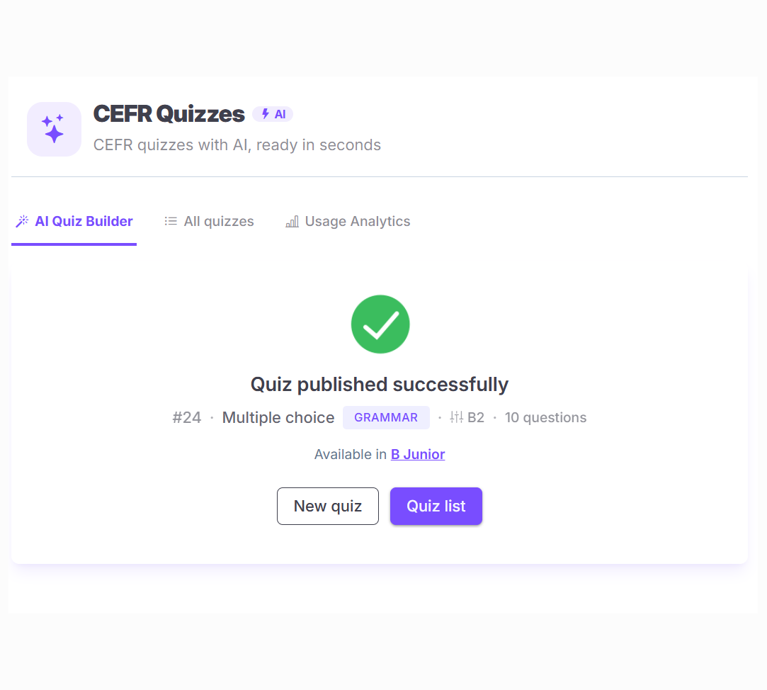 Step 4 — Quiz published
